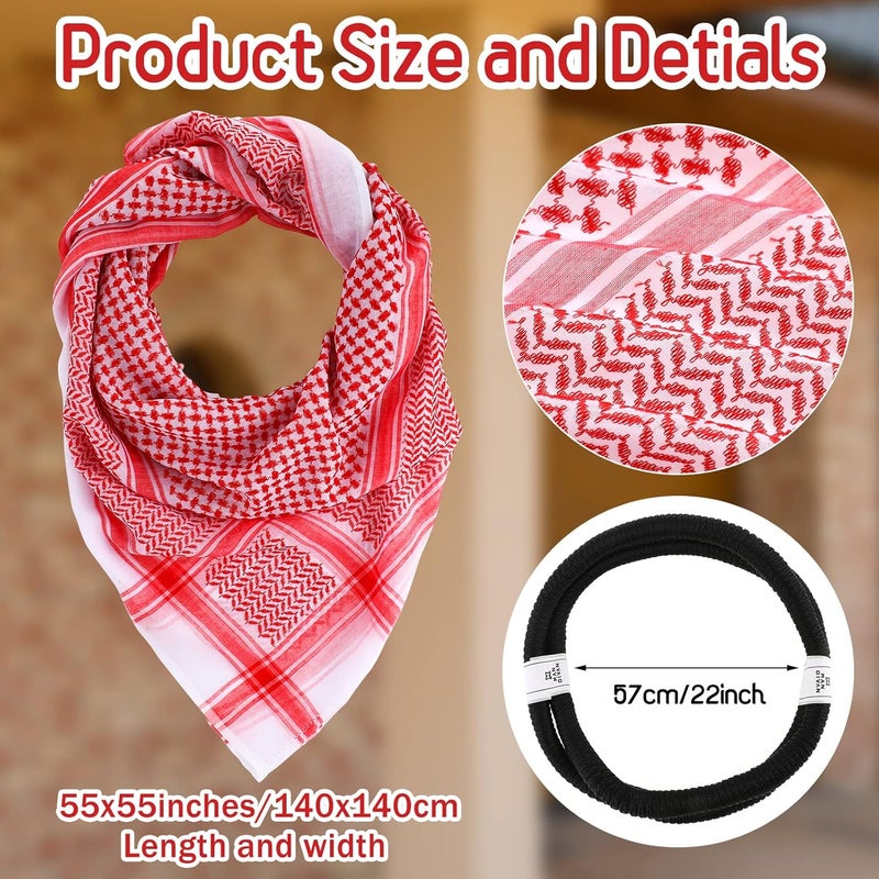 Hoolerry Arab Shemagh Muslim Keffiyeh Head Wrap Scarf Arabic Tactical Desert Headwear with Aqel Rope Halloween Costume Accessories - Image 2